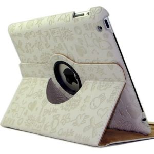 Custodia per Apple iPad 2 & 3 & 4 360° Girevole Cute BIANCA Cover Case Rotante Back Hard Pieghevole colorata in ecopelle rotating 360 
