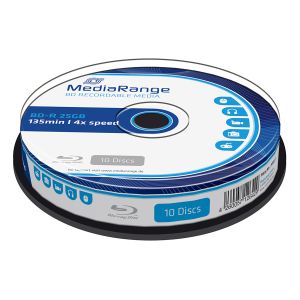 MediaRange 10 Blu Ray BD-R HTL 25GB 135 Min 4X, in Cake Box - MR495