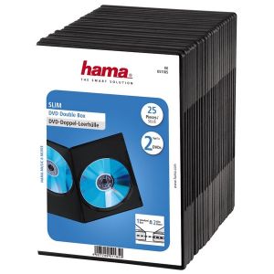 HAMA Custodie DVD DOPPIE Nere 2 posti, confezione 25 pezzi - 7mm SLIM - H51185