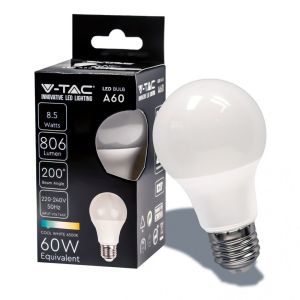 LAMPADINA LED V-Tac E27 8.5W A60 6500K - VT-2099 217262 - Bianco Freddo