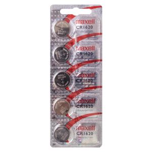Maxell Batterie Alcaline a Bottone 3V CR1620 - Confezione da 5 pezzi