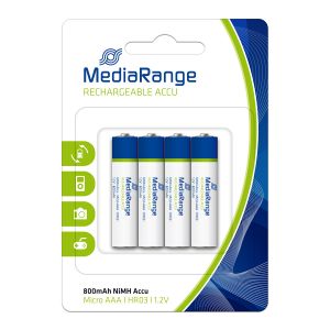 MediaRange Batterie Ni.MH HR03 AAA 1.2V RICARICABILI - MRBAT120 - Conf. 4 pz