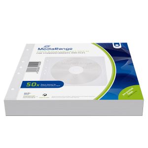 MediaRange Bustine CD DVD in tessuto plastificato Bianche 2 posti 50 pz - BOX60