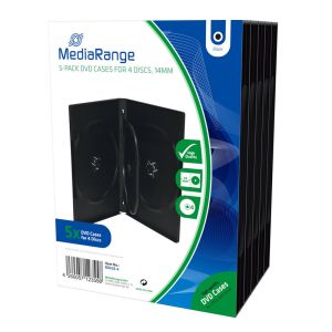 MediaRange Custodia 4 DVD/CD,14mm nera, Confezione 5 pz - BOX35-4