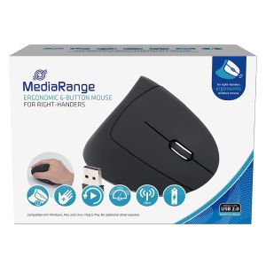 MediaRange Mouse ottico verticale ergonomico wireless a 6 pulsanti  (destrimani) - MROS232