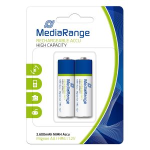 MediaRange Batterie RICARICABILI ALTA CAPACITA Ni.MH AA HR6 1.2V - MRBAT123, 2pz