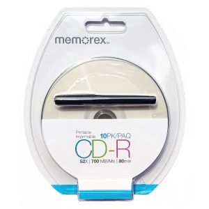 Memorex 10 CD-R Stampabili white surface - in Blister + pennarello omaggio