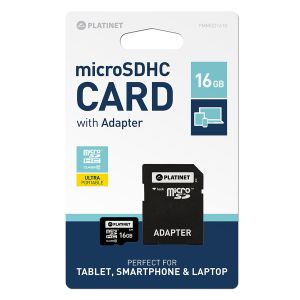 PLATINET micro SDHC SECURE DIGITAL + adattatore SD 16GB classe 10 (42209)