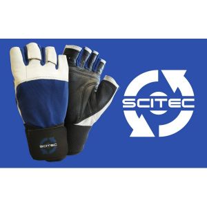 SCITEC NUTRITION Glove Scitec Power Blue con polsino - GUANTI taglia L