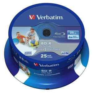 Verbatim BD-R SL LTH Type 25GB Wide Printable Print Stampabili 6X BD -R Blu Ray - 43771