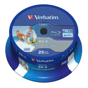 Verbatim BD-R SL Blu Ray Datalife 25GB Wide Inkjet Printable 6X Print 43811