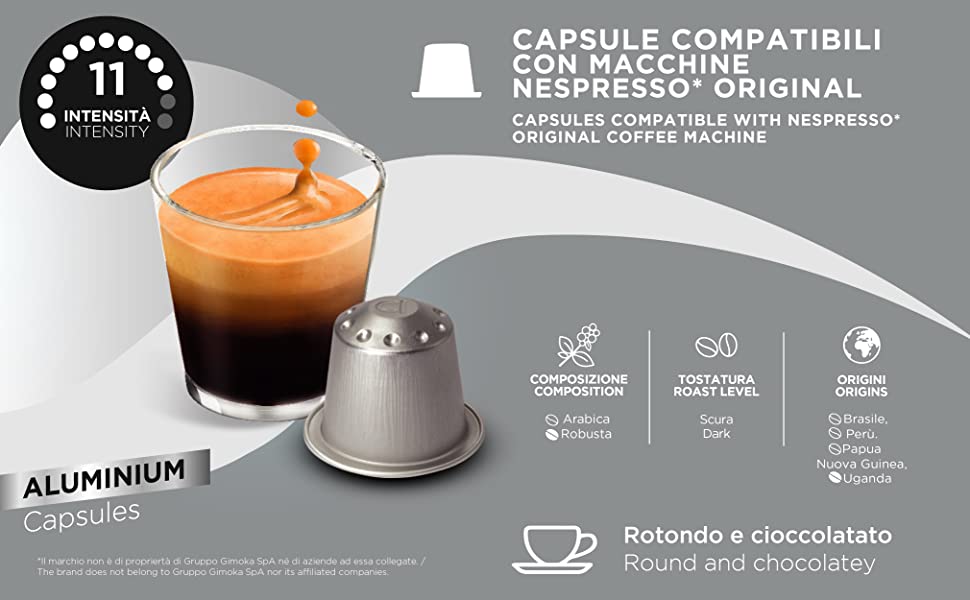 KGC Shop Caffè Gimoka Capsule Alluminio compatibili Nespresso, Gran Crema  Premium Coffee, 10pz